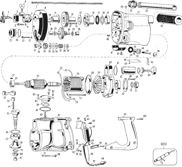 Page A Diagram and Parts List for 5045 Type A Black and Decker Hammer Drill